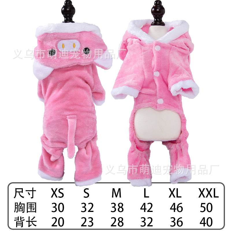 Autumn and winter dog clothes warm thick coral fleece puppy transformation clothes teddy corgi cat pet clothing wholesale