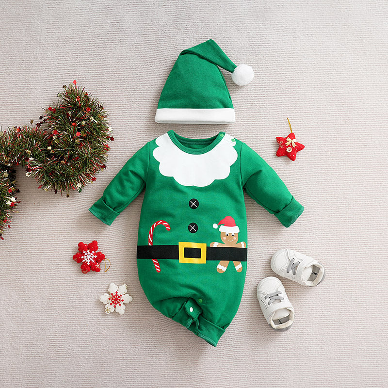 Autumn and winter Christmas baby jumpsuit baby clothes long-sleeved newborn crawling clothes baby Christmas clothing cross-border