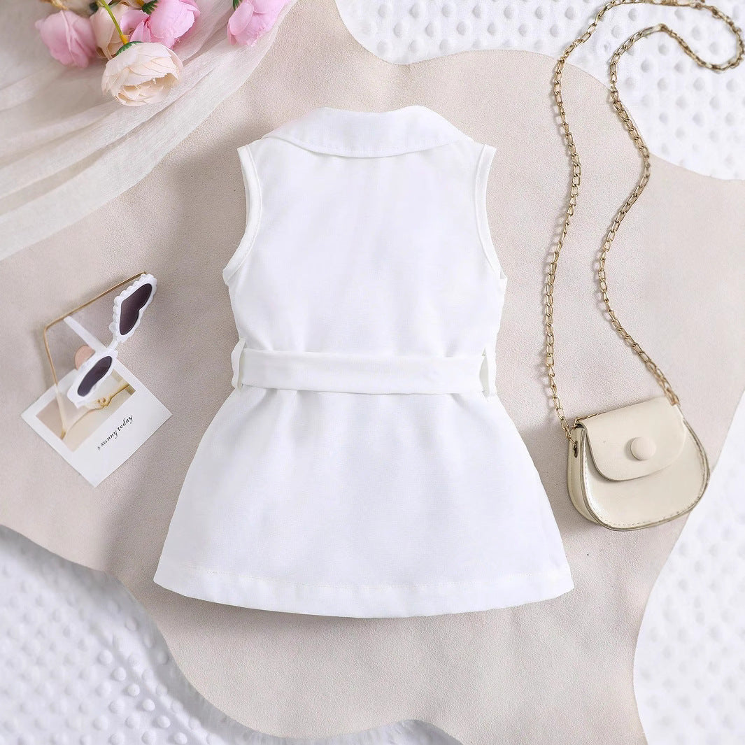 25 Amazon cross-border European and American new summer girl suit baby girl lapel sleeveless dress factory direct sales