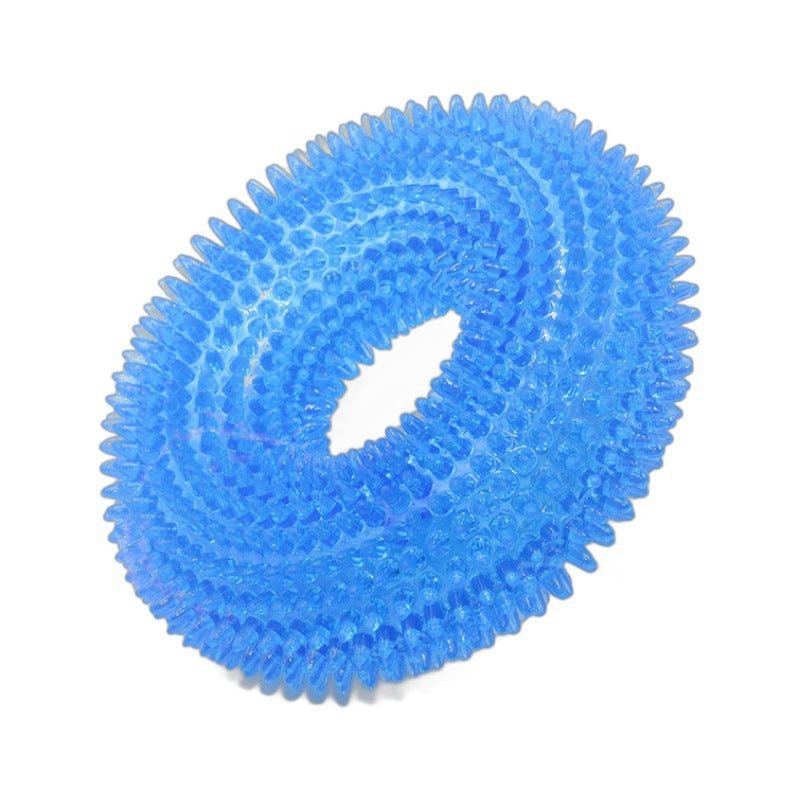 Pet dog toy ball thorn ring bite-resistant grinding teeth gripper makes sound dog donut pet sound thorn ball