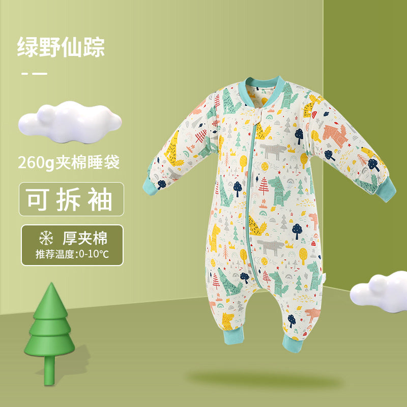 Bazaitu cross-border infant baby anti-kicking blanket pure cotton anti-startle thickened autumn and winter children's split-leg sleeping bag