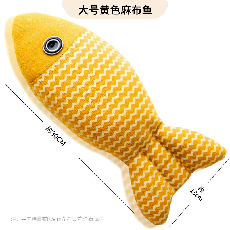 Extra Large Pet Catnip Fish Toy Cat Toy Cat Toy Cat Sackcloth Fish Self-Hi Catnip Doll Cat Toy