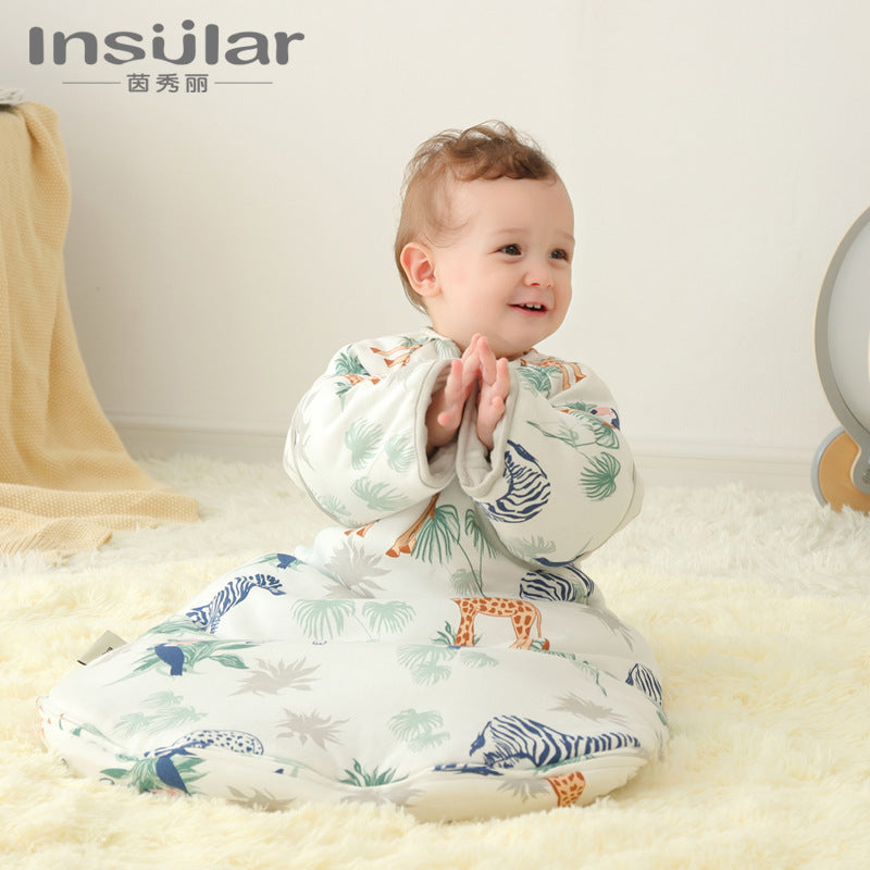 Baby A winter cotton anti-kick sleeping bag thickened children's bean velvet warm quilt soothing sleeping bag anti-kick quilt
