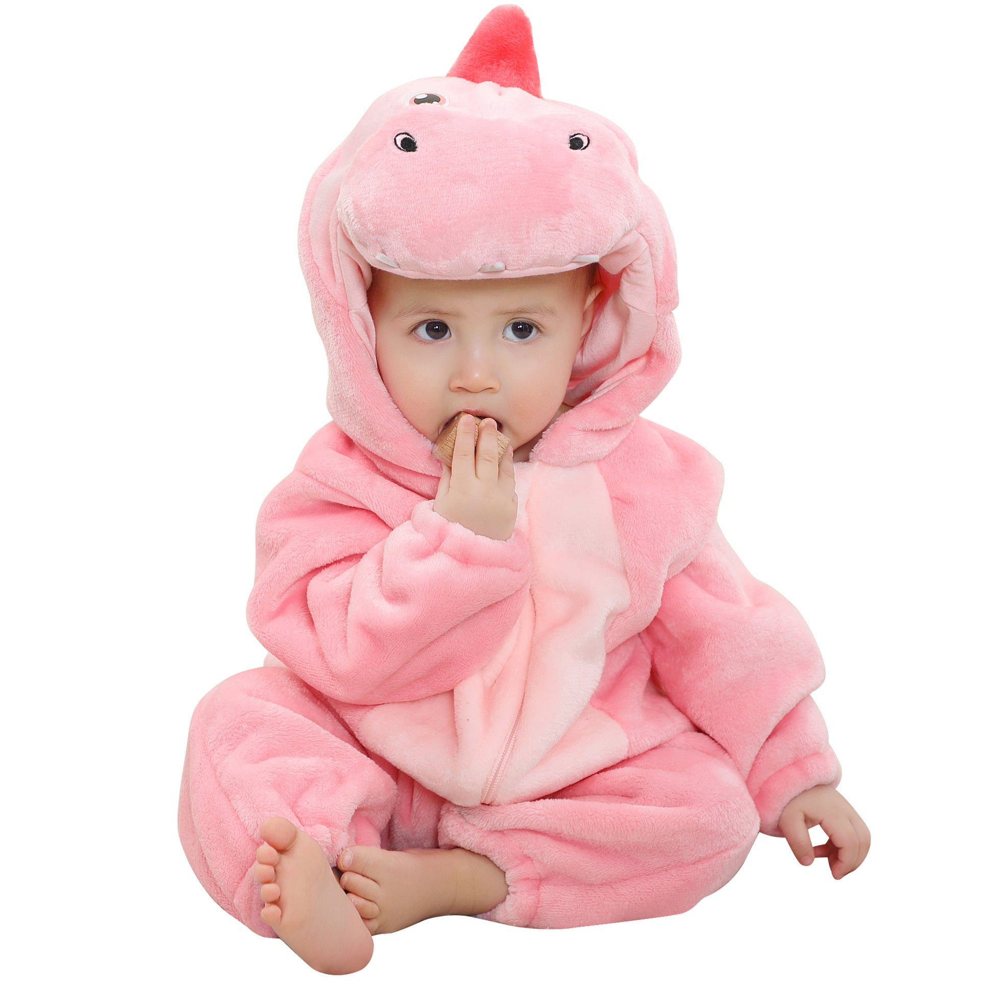 michley new children's flannel crawling clothes infant jumpsuit baby pajamas cross-border dinosaur jumpsuit
