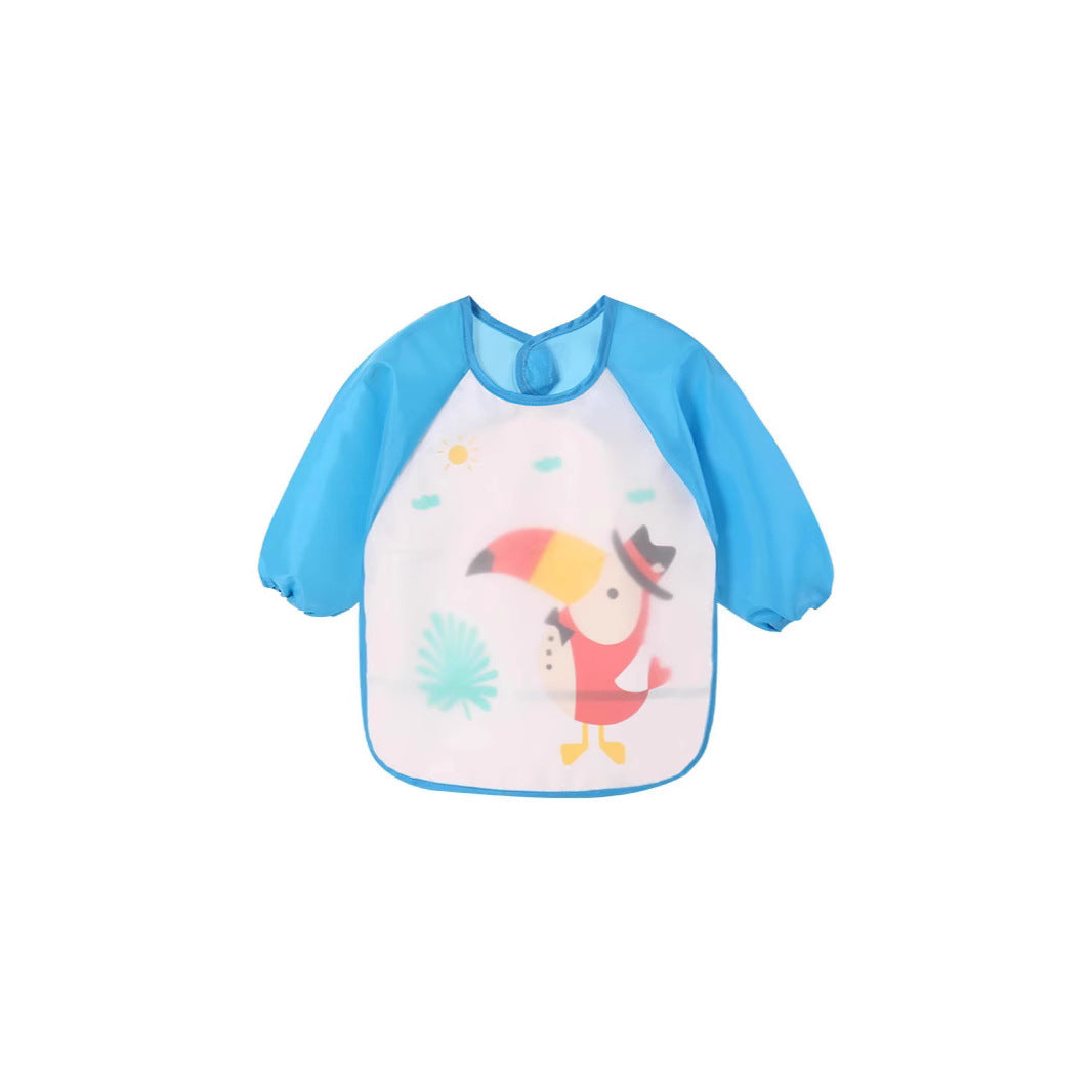 Autumn and winter baby double-layer coveralls children's wash-free meal clothes infant bibs cartoon reverse wear eating clothes drawing clothes