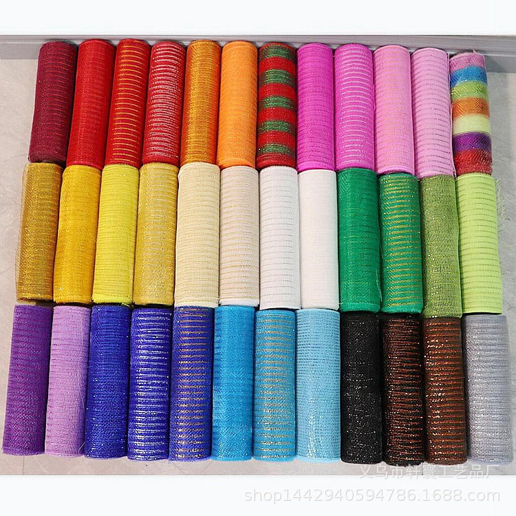 Flower packaging network Amazon Christmas ribbons mesh plastic multiple gold wire mesh Halloween Easter
