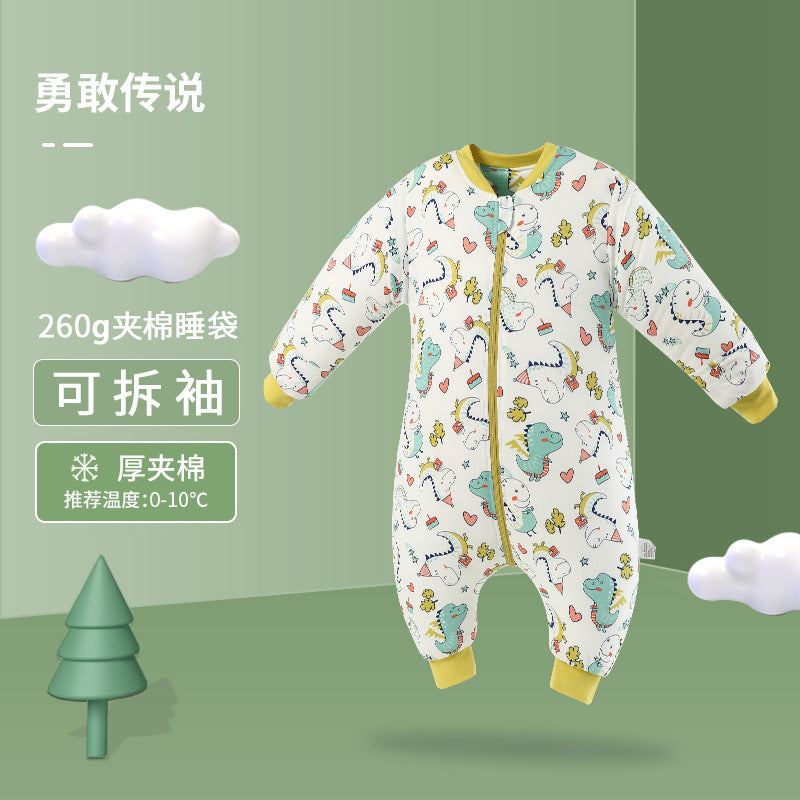 Bazaitu cross-border infant baby anti-kicking blanket pure cotton anti-startle thickened autumn and winter children's split-leg sleeping bag