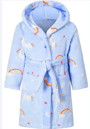Cross-border children's bathrobe flannel home clothes baby autumn and winter coral fleece nightgown parent-child children's boy's clothing A