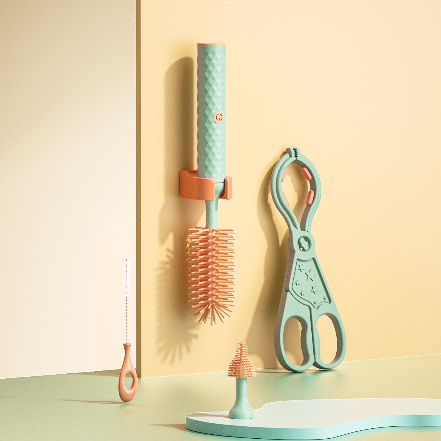 Beierkang Electric Baby Bottle Brush Waterproof 360 Degree Rotating Long Handle Silicone Straw Nipple Cleaning Brush CE ROHS