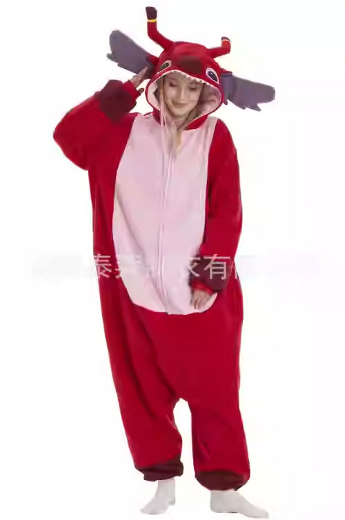 Salamander dragon taming tiger shark lion brown monkey Teletubbies adult cartoon one-piece pajamas Halloween cosp