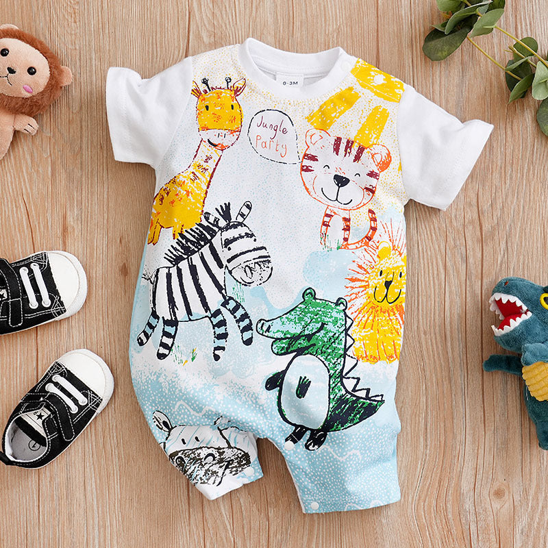Category A baby clothes short-sleeved cotton cross-border summer foreign trade ins style baby short crawling jumpsuit one piece drop shipping