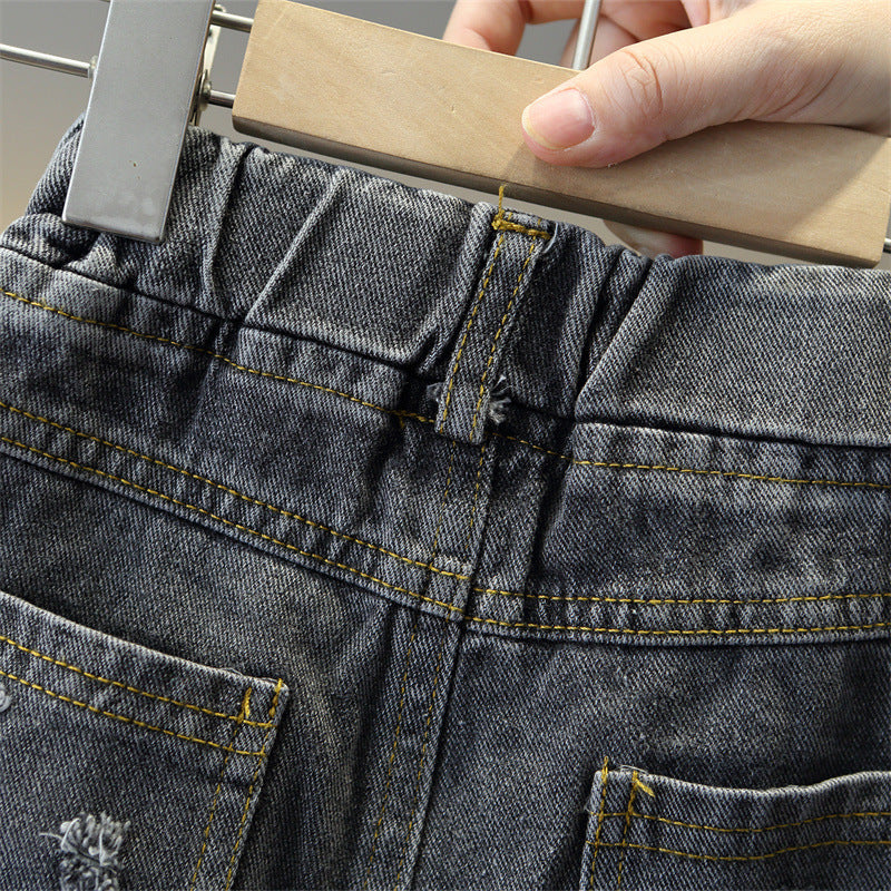 Boys jeans spring and autumn children's clothing 2024 new style children's street style handsome spring baby pants trendy cool