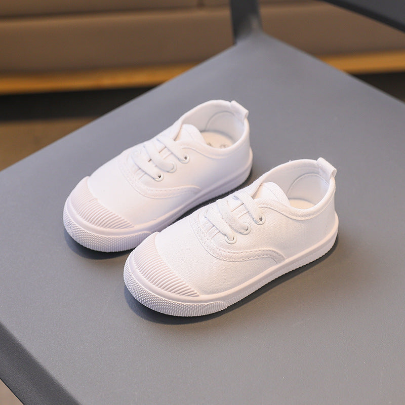Children's shoes spring and autumn new one-step children's canvas shoes baby soft-soled shoes student kindergarten white indoor wholesale