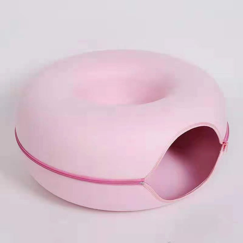 Cross-border Amazon supply felt donut cat bed with zipper cat tunnel cat toy double-layer cat pet bed