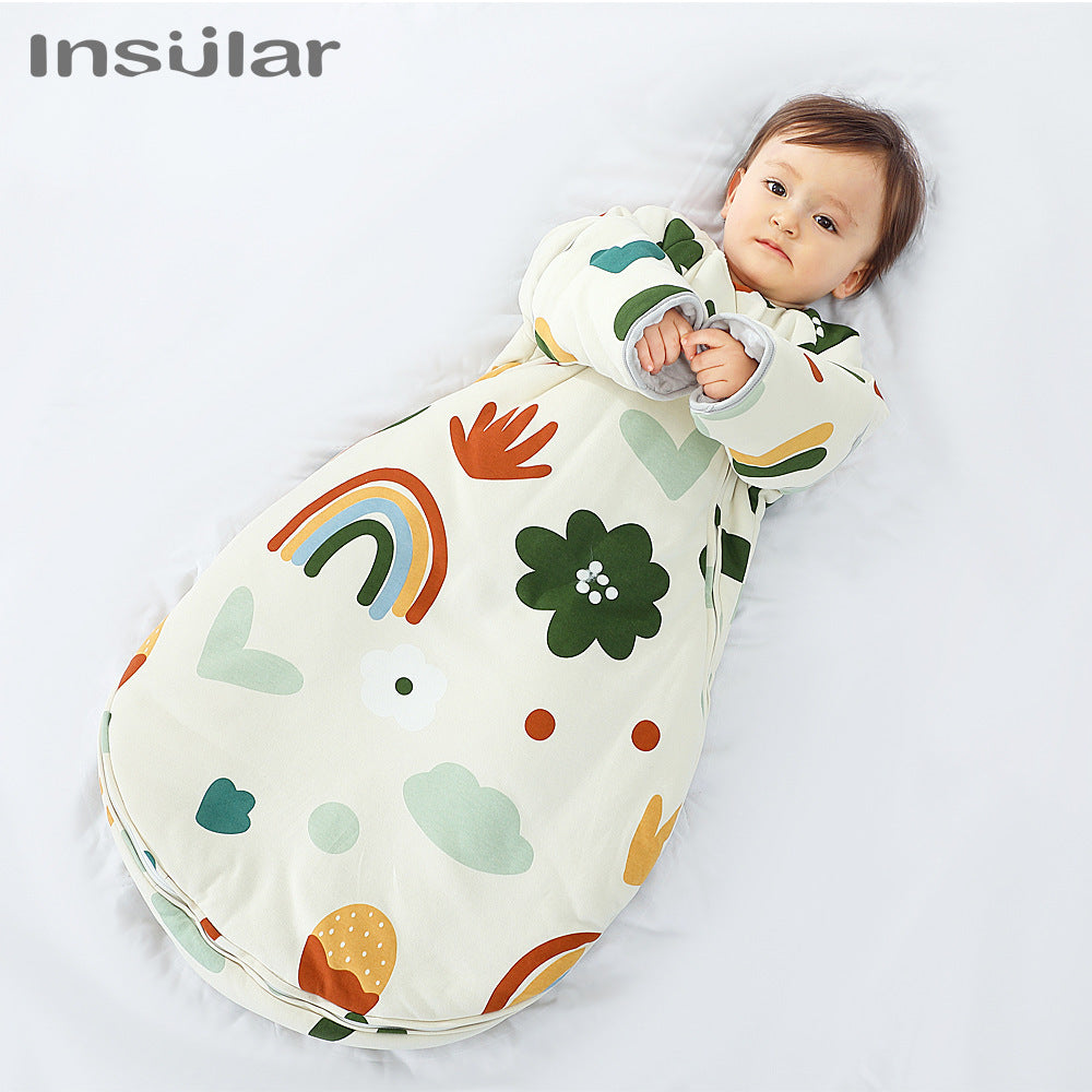 Autumn and winter baby sleeping bag children's bean velvet blanket thickened anti-kick quilt four seasons comfort baby sleeping bag cross-border