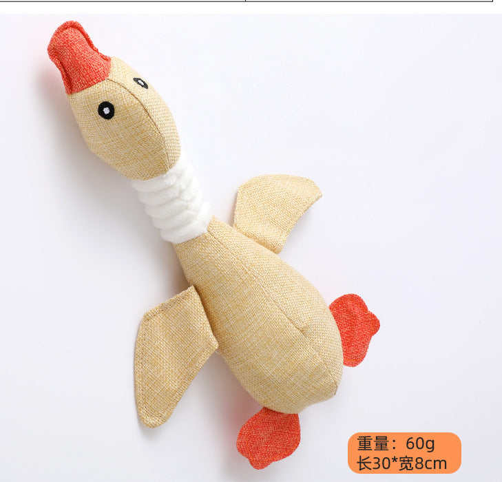 Pet plush sounding toy denim linen wild goose cats and dogs universal simulation cute bite resistant manufacturers wholesale