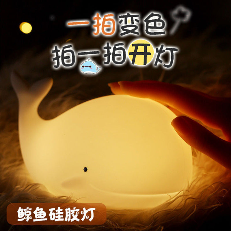 Creative marine silicone lamp whale night light bedroom children's night sleep eye protection gift atmosphere bedside lamp