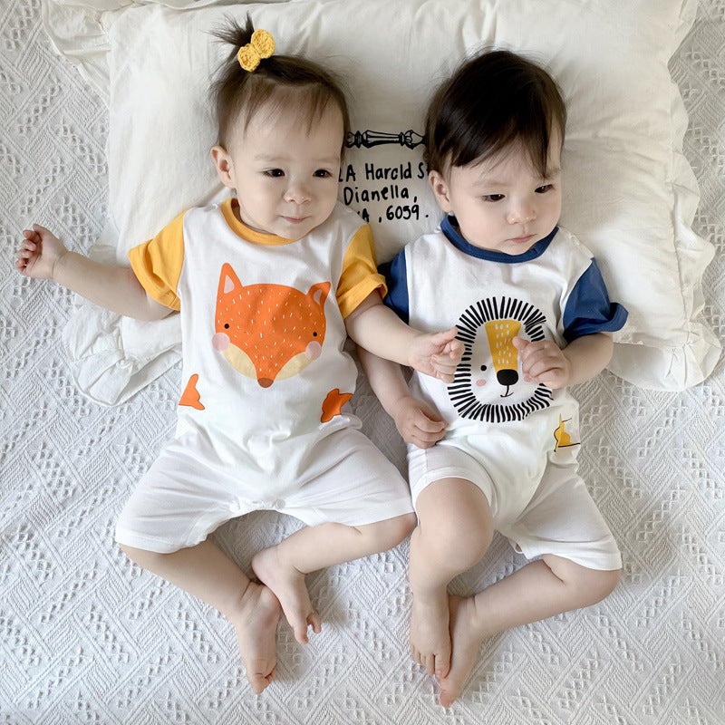 Category A baby clothes short-sleeved cotton cross-border summer foreign trade ins style baby short crawling jumpsuit one piece drop shipping