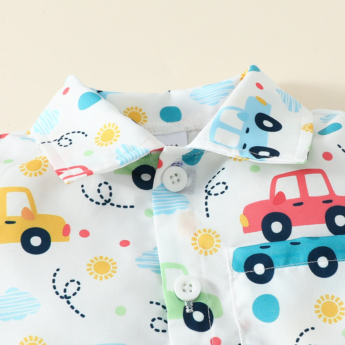 Children's clothing 2024 summer new style baby boy shirt dress cartoon cute top solid color shorts two-piece suit