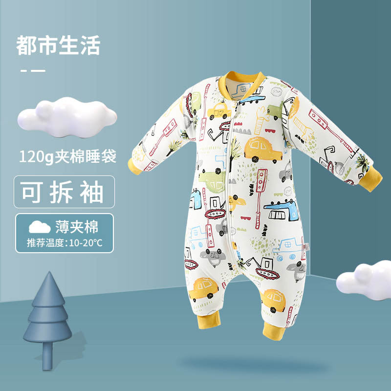 Bazaitu cross-border infant baby anti-kicking blanket pure cotton anti-startle thickened autumn and winter children's split-leg sleeping bag