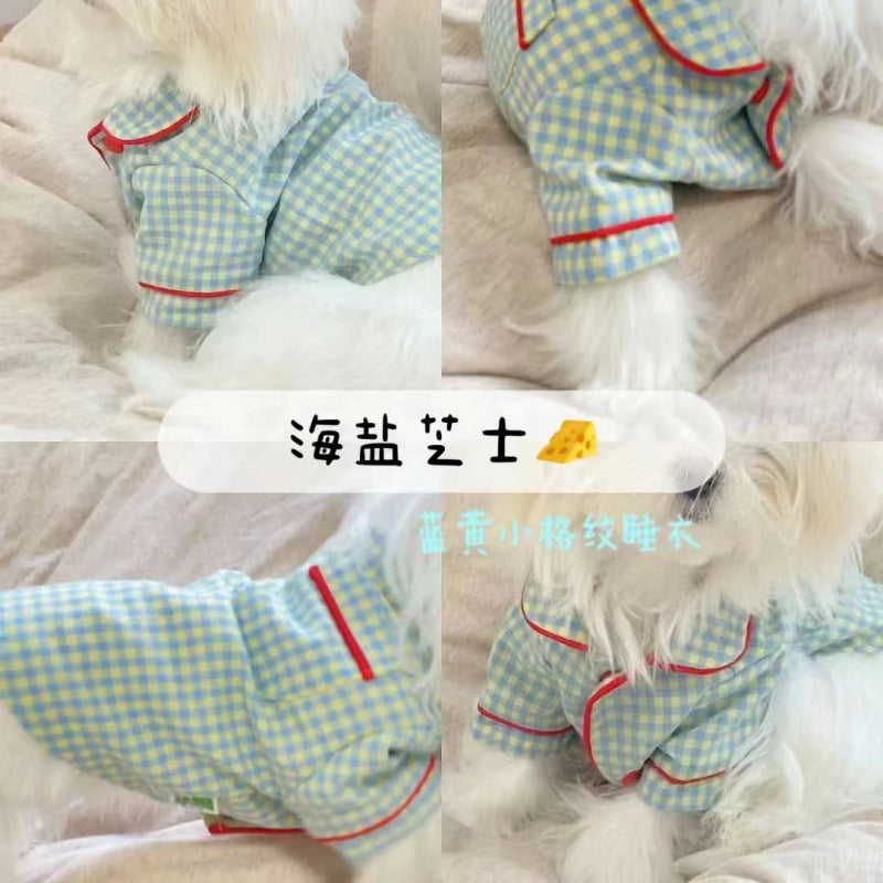 Pet spring and autumn thin dog pajamas puppy Bichon Maltese Schnauzer small fragrance style cat Teddy clothes