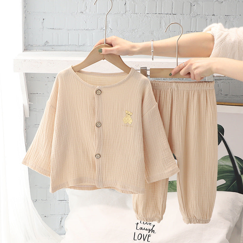 2022 Summer Baby Pajamas Set Casual Cartoon Boys and Girls Air Conditioning Clothes Class A Safety Home Clothes Two-piece Set