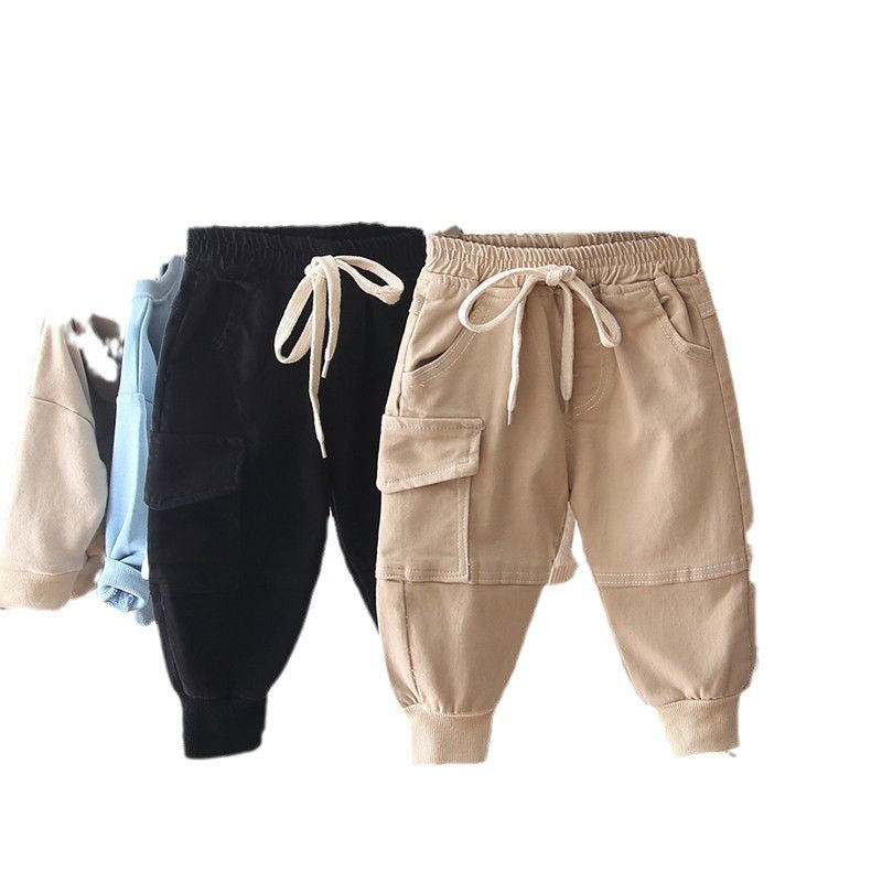 New style boys casual pants spring and autumn children's carrot pants children's Korean version baby fashion cuff work pants