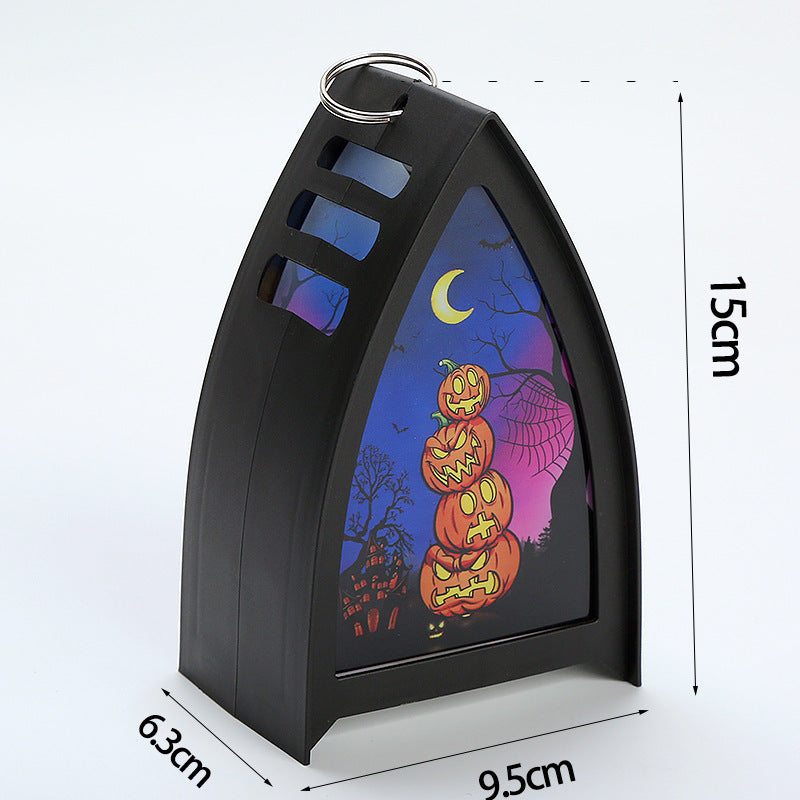 Halloween wind lantern candle holder Ghost Festival horror decoration props LED electronic candle lamp pumpkin lamp skull ornaments