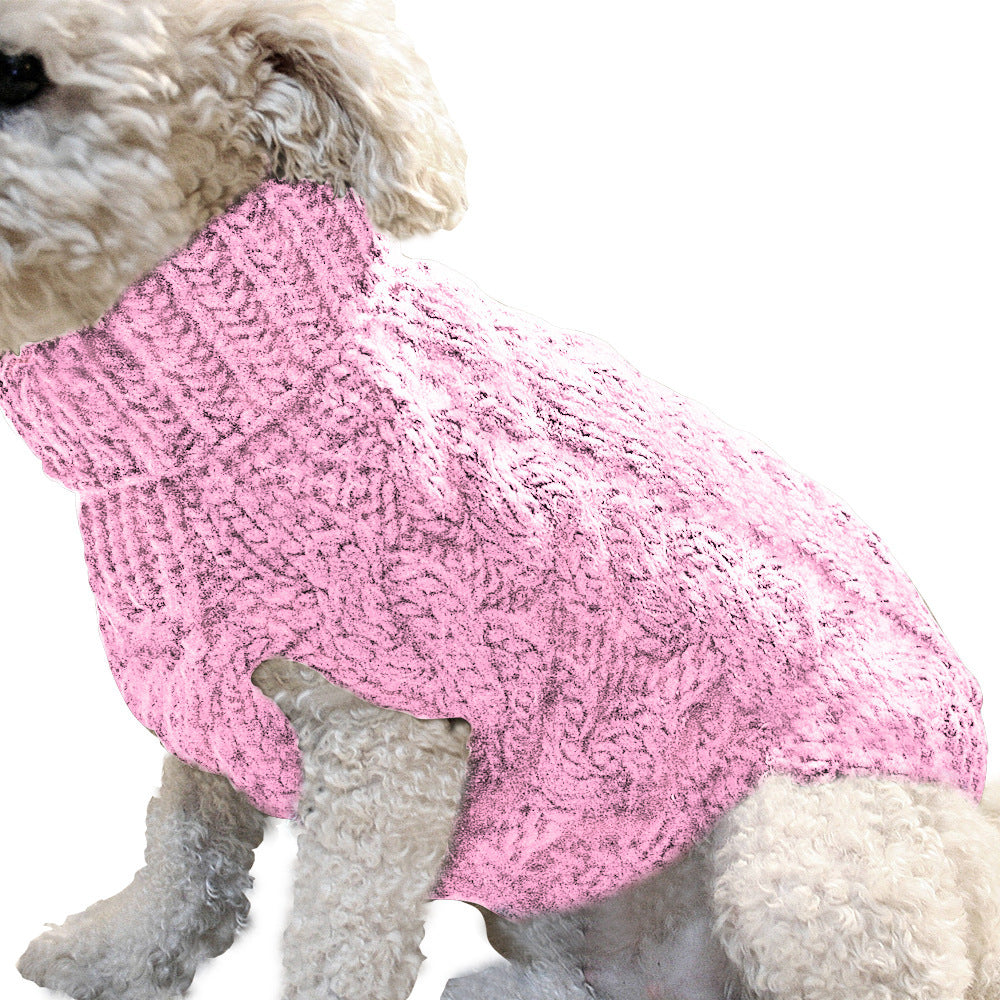 Dog cute pet sweater fashionable autumn and winter new pet clothes solid color twisted knitted warm clothing comfortable