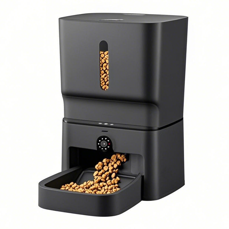 Smart automatic pet feeder with timed and quantitative feeding function, remote control, double bowl for cat and dog food, wholesale