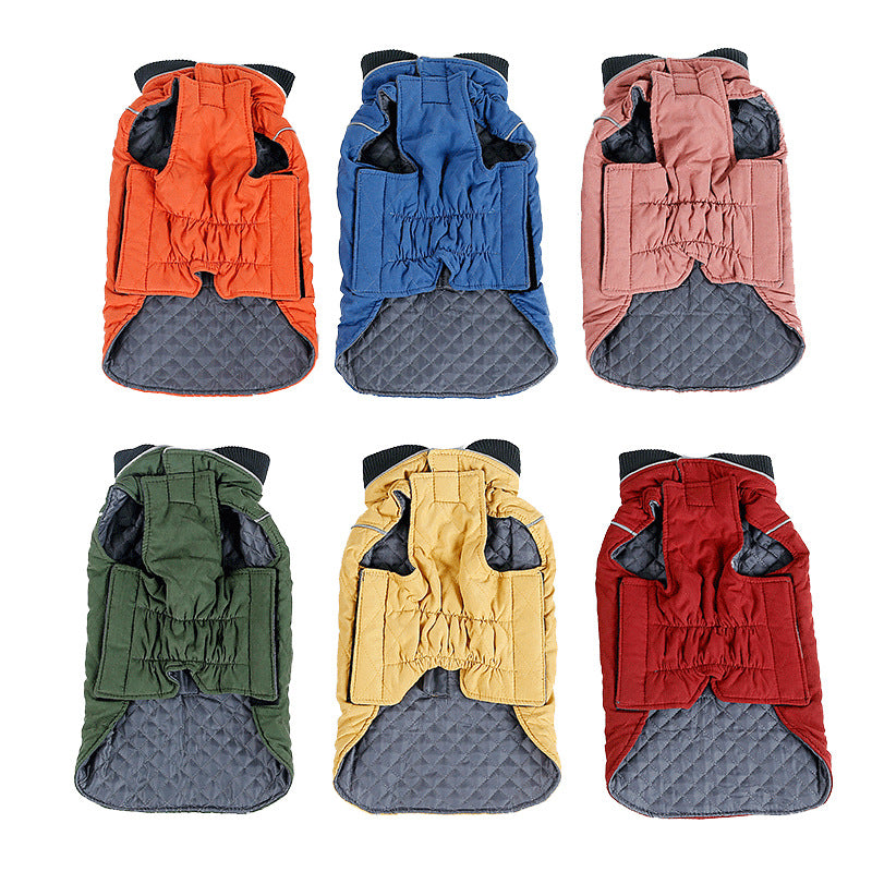 Pet autumn and winter retro clothes warm thick dog jacket vest multi-color multi-size large dog outdoor cold-proof clothing