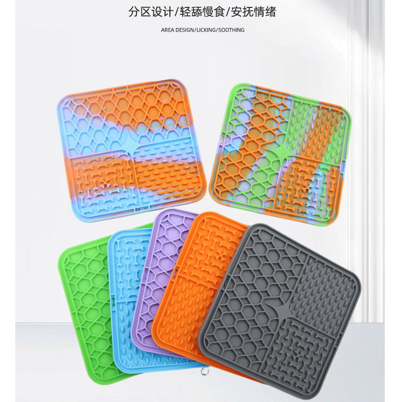 Licking mat slow feeding mat dog bowl cat pet puppy anti-choking soft silicone toy small dog food tray food bowl