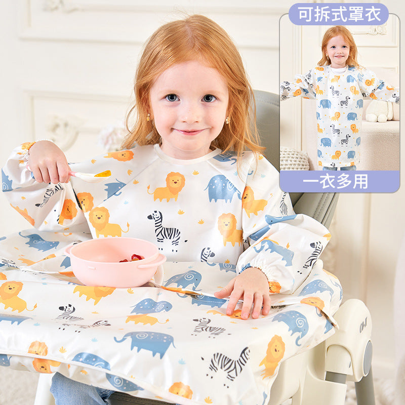 Baby eating one-piece dining chair cover children's independent eating full-cover rice pocket bib clothes baby food waterproof