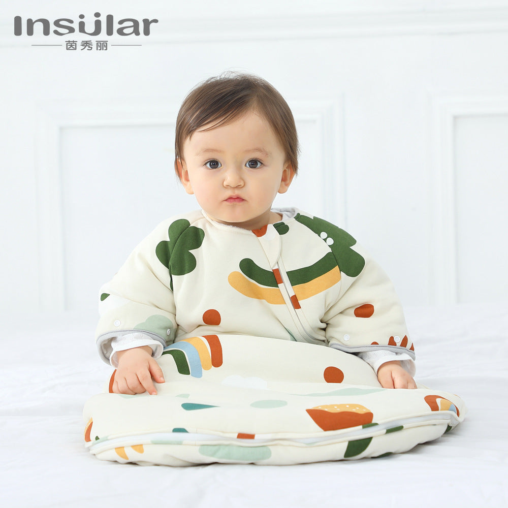 Autumn and winter baby sleeping bag children's bean velvet blanket thickened anti-kick quilt four seasons comfort baby sleeping bag cross-border