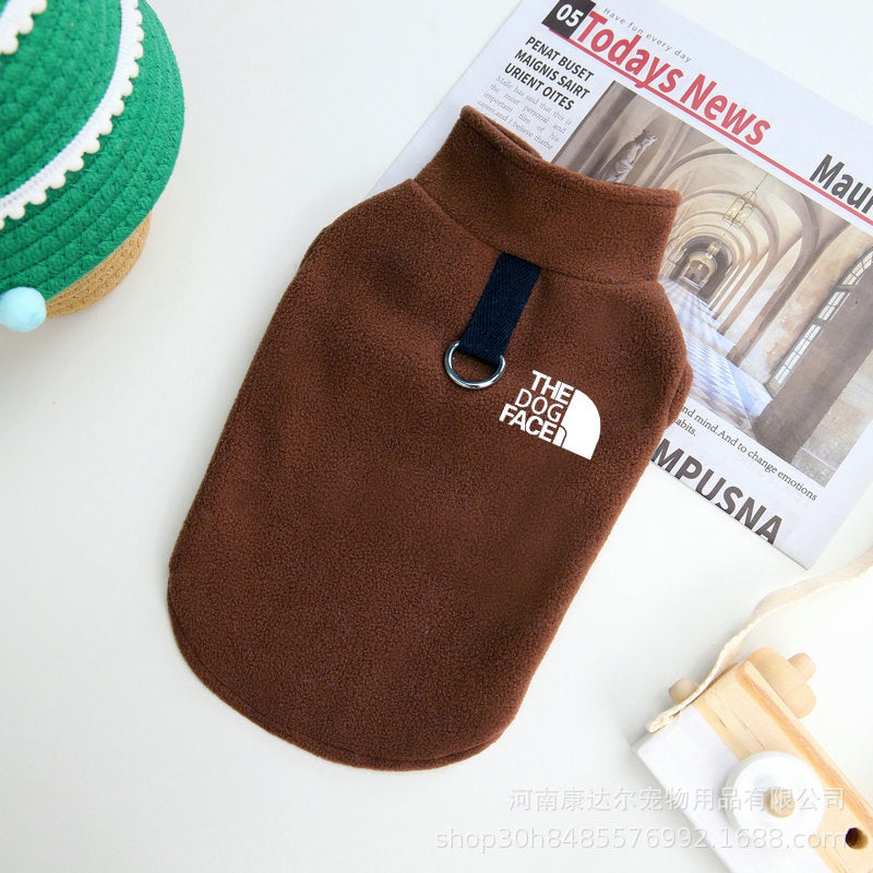 Autumn and winter pet vest dog clothes pet fleece clothing traction warm vest