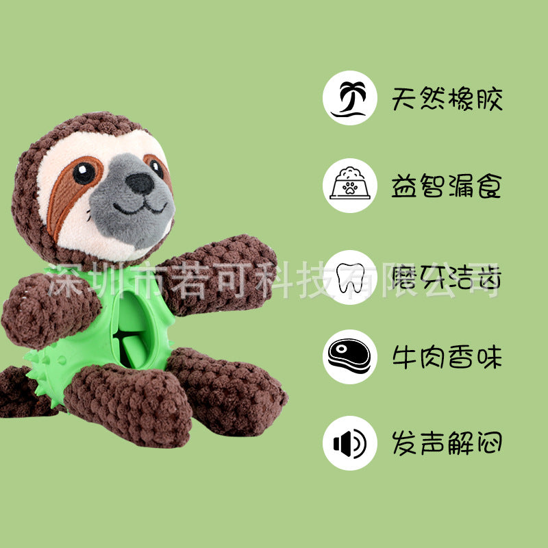2022 Amazon new sloth plush dog toy educational food leakage sound teeth cleaning interactive companion pet supplies