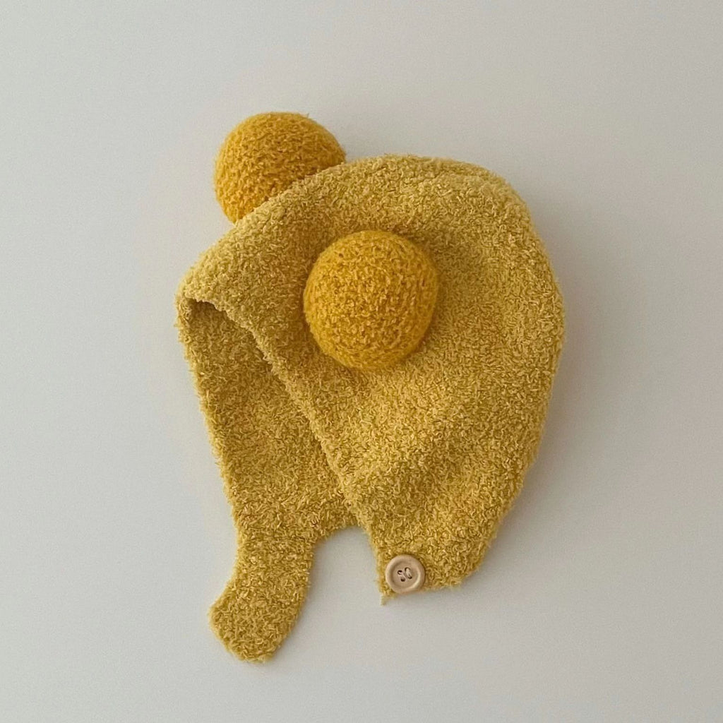 Baby hat autumn and winter newborn infant ear protection hat pure cotton cute warm boys and girls baby knitted plush hat