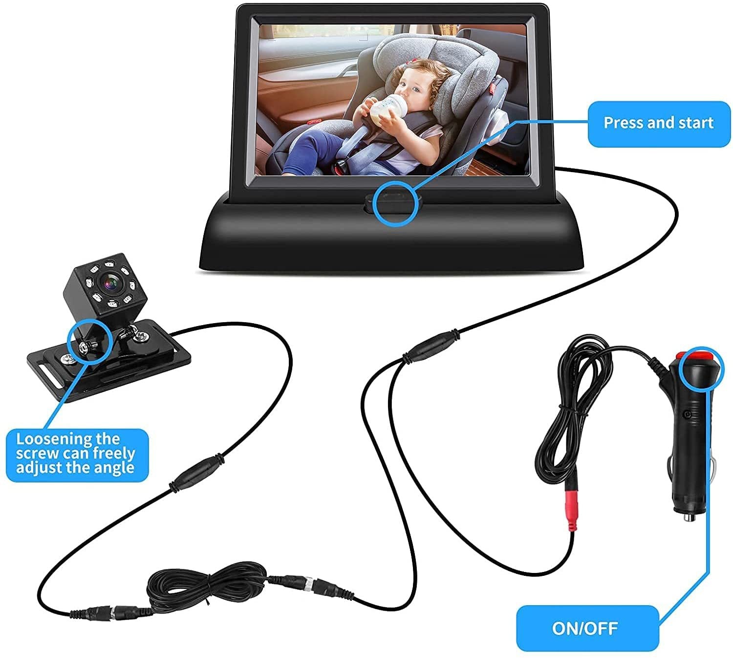 Amazon Hot Selling Car Baby Monitor HD Night Vision Camera FOR Baby Car Mirror