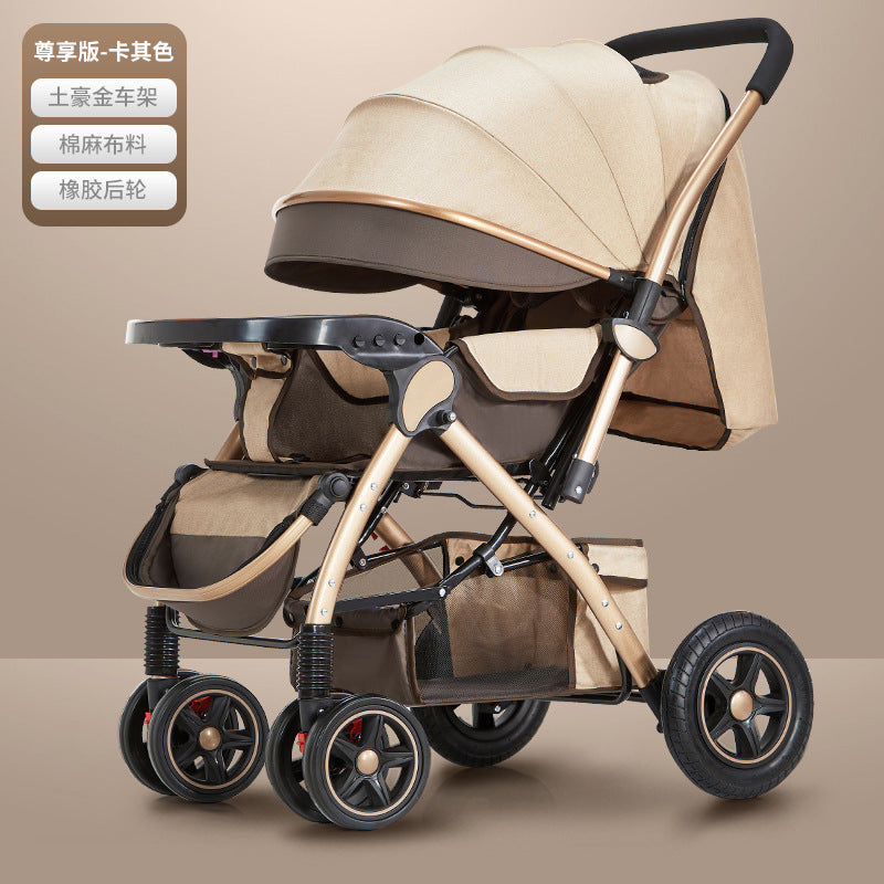 Baby stroller for children, lightweight and easy to fold, can sit and lie down with umbrella, good driver, four wheels and high view