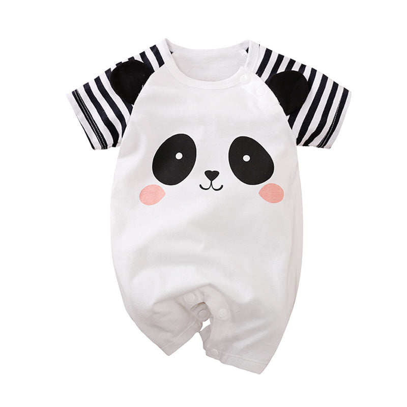 Baby jumpsuit summer clothes baby short-sleeved clothes ins style newborn cartoon animal crawling cotton romper