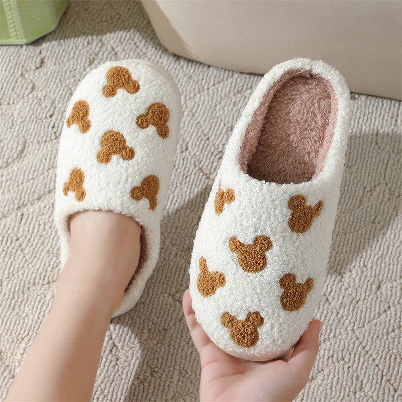 Halloween cross-border mushroom hot sale winter peach heart cotton slippers women wholesale indoor home rainbow plush warm slippers