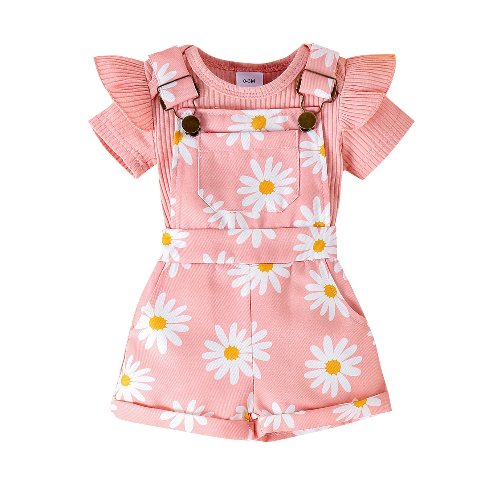 Baoxin children's clothing European and American summer ribbed flying sleeves baby romper multi-color printed flower overalls baby suit