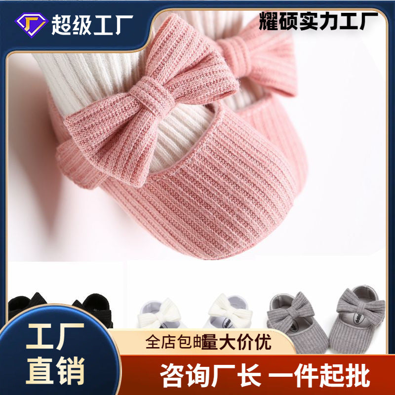 Baby girl baby soft bottom bow cloth shoes spring and autumn style 6-12 months non-slip 0-1 year old little princess