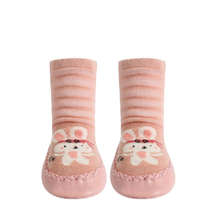 Baby Mesh Floor Socks Spring and Summer Korean Cartoon Thin Breathable Baby Leather Bottom Socks Striped Loose Children's Socks