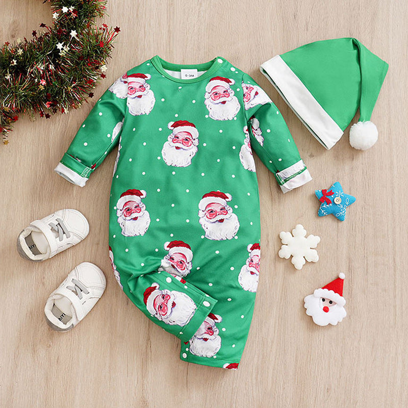 Autumn and winter Christmas baby jumpsuit baby clothes long-sleeved newborn crawling clothes baby Christmas clothing cross-border
