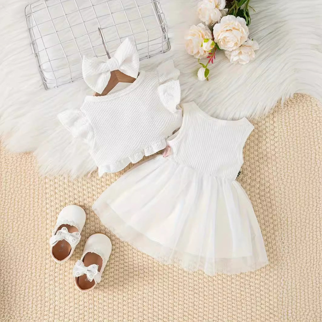 Baoxin children's clothing cross-border new products summer infant girl baby suit mesh embroidery dress coat headdress