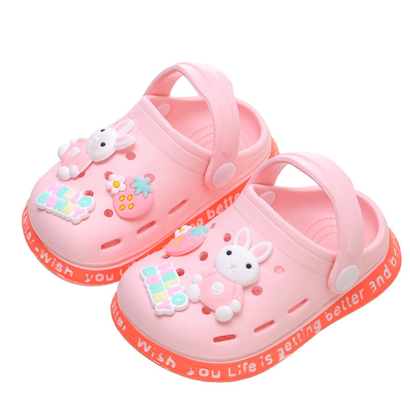 Children's slippers summer girls cute soft bottom non-slip children's sandals and slippers for children infants baby baby hole shoes boys