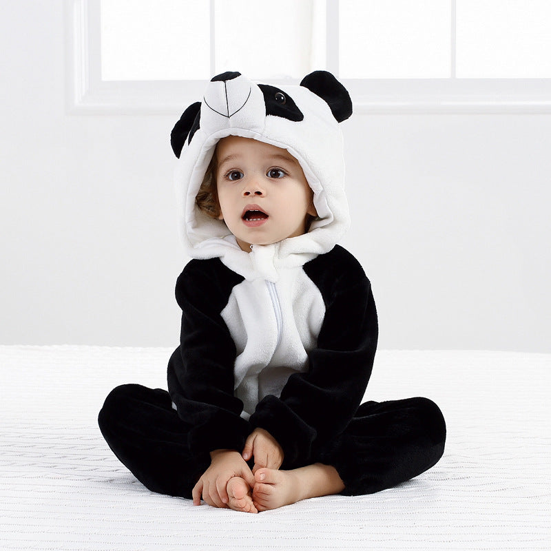 Cross-border autumn and winter baby jumpsuits, newborn clothes, flannel children's animal rompers, baby rompers