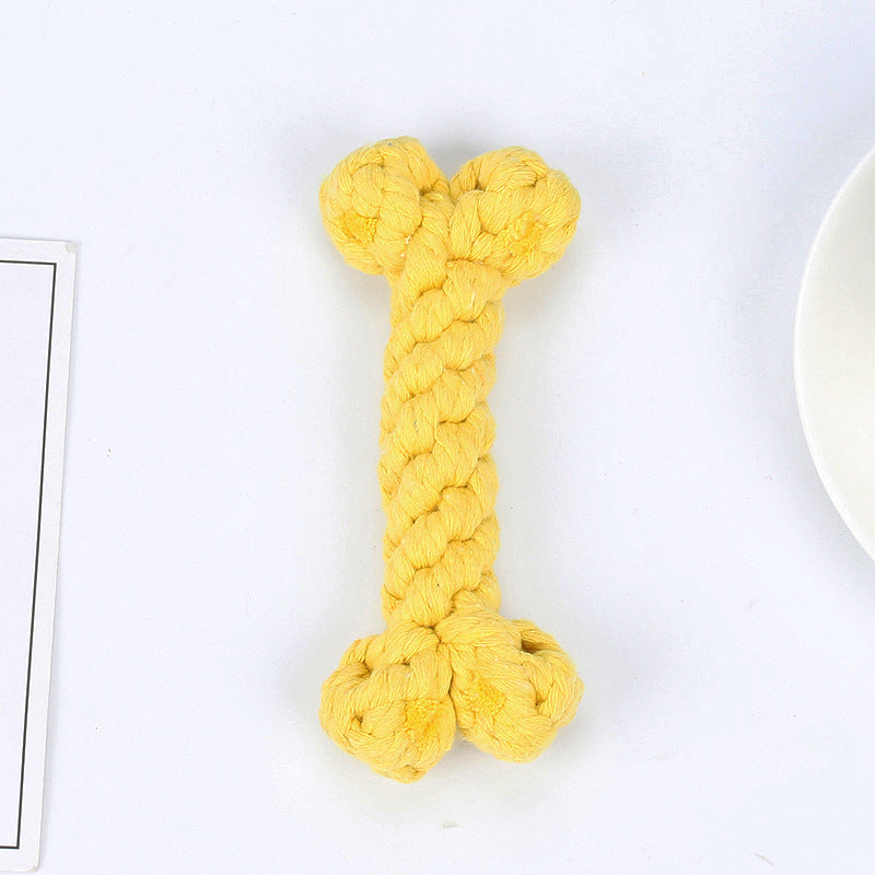 Amazon hot selling pet cotton rope dog toy braided bone shape pet supplies chew-resistant teething dog toy