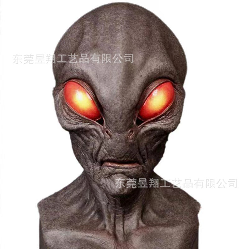 Alien mask latex hood Halloween UFO horror mask green hood cross-border new product